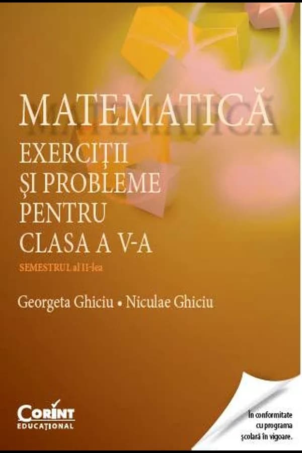 Coperta cărții Matematică. Exerciții și probleme pentru clasa a V-a. Semestrul al II-lea