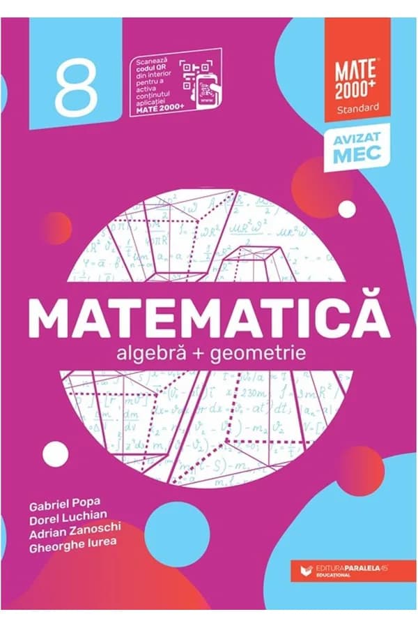 Coperta cărții Matematică. Algebră, geometrie. Clasa a VIII-a. Mate 2000 - Standard