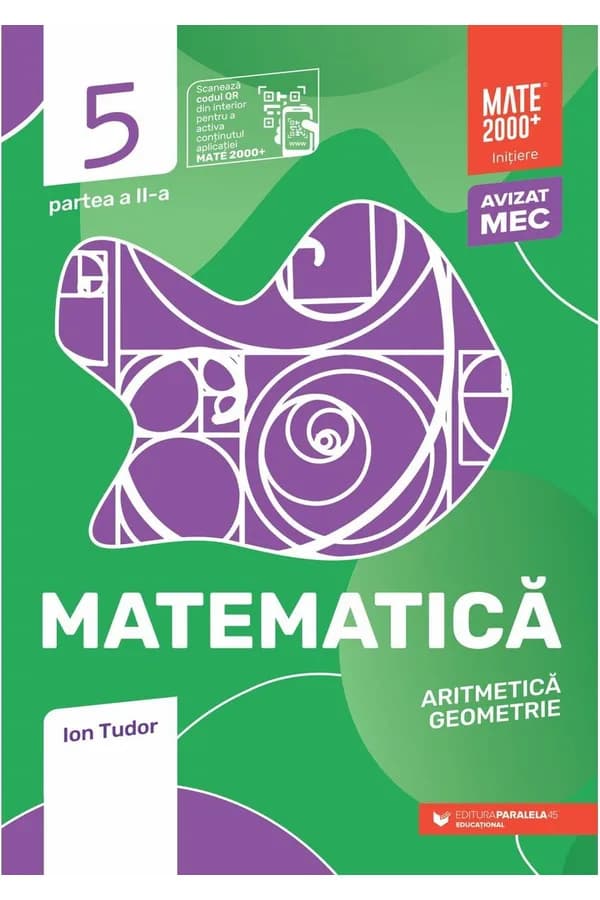 Coperta cărții Matematică. Aritmetică, algebră, geometrie. Clasa a V-a, partea a II-a. Mate 2000 - Inițiere