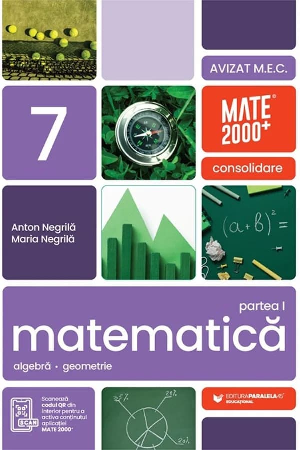 Coperta cărții Matematică. Algebră, geometrie. Clasa a VII-a, partea I. Mate 2000 - Consolidare