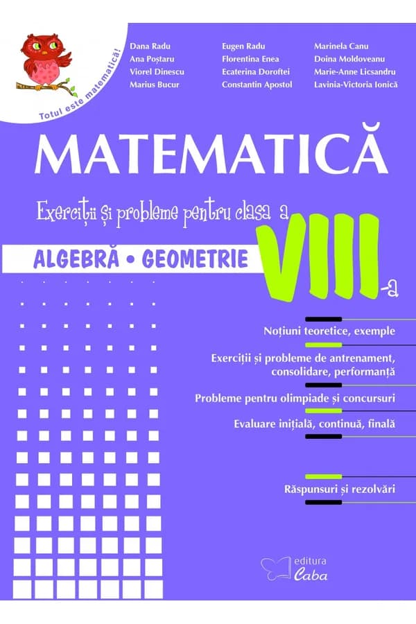 Coperta cărții Matematică - culegere pentru clasa a VIII-a